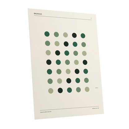 Weimar Green Rhythm, green, beige, black minimalist wall art shown as a unframed poster wall art print