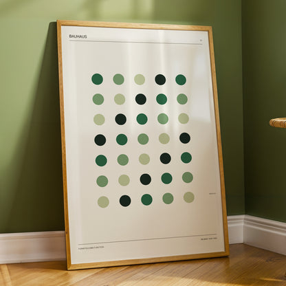 Weimar Green Rhythm, green, beige, black minimalist wall art displayed in a styled interior, gallery view 4