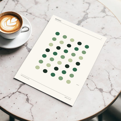 Weimar Green Rhythm, green, beige, black minimalist wall art displayed in a styled interior, gallery view 5