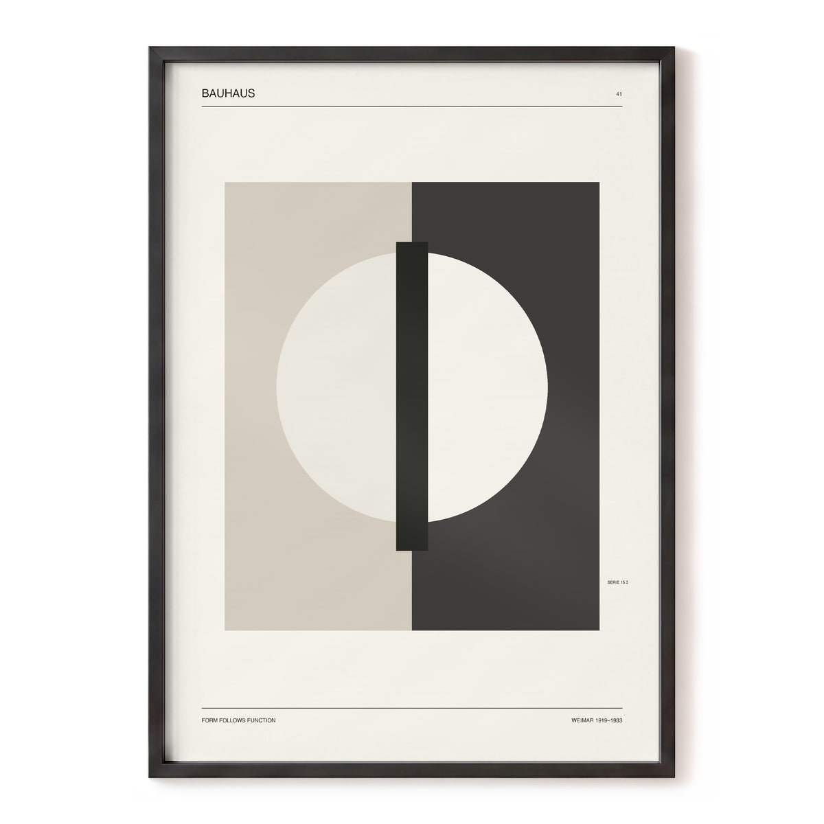 Weimar Orbit, beige, black, gray minimalist wall art, front artwork view