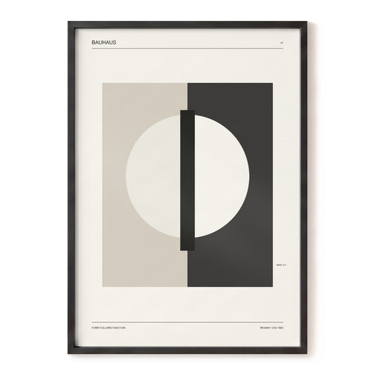 Weimar Orbit, beige, black, gray minimalist wall art, front artwork view