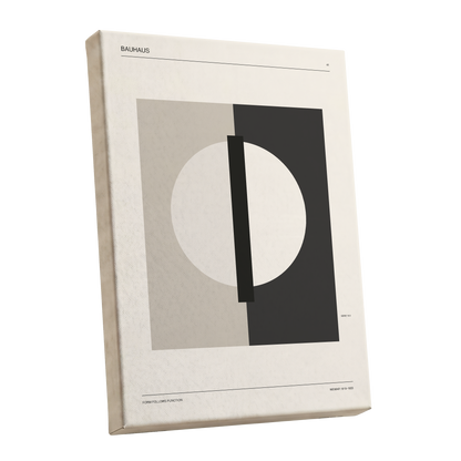 Weimar Orbit, beige, black, gray minimalist wall art shown as a stretched canvas wall art