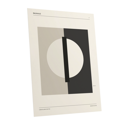 Weimar Orbit, beige, black, gray minimalist wall art shown as a unframed poster wall art print