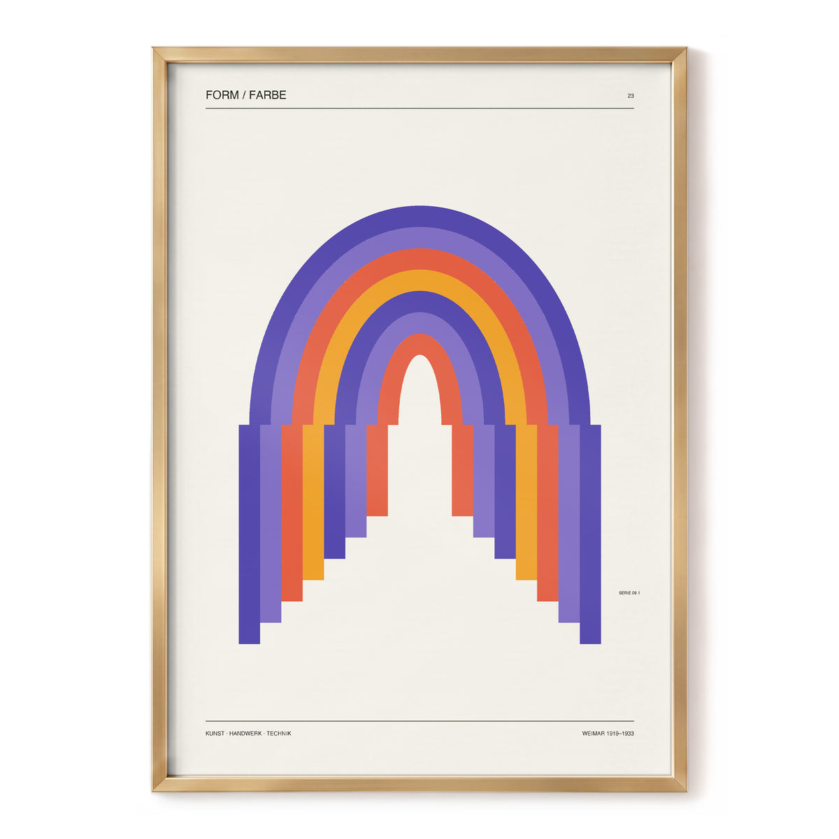 Weimar Rainbow Arches, beige, purple, orange minimalist wall art, front artwork view