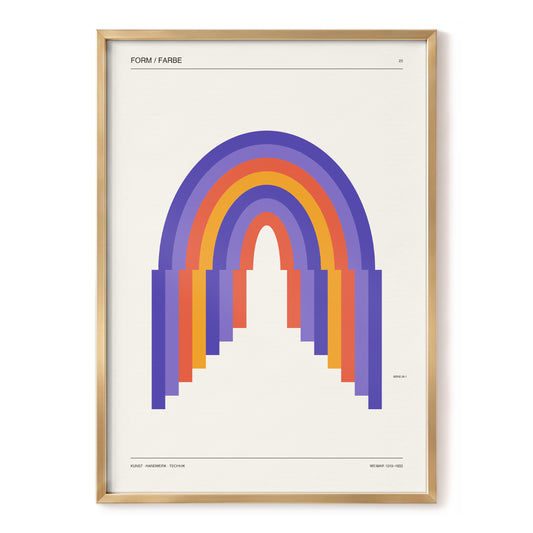 Weimar Rainbow Arches, beige, purple, orange minimalist wall art, front artwork view