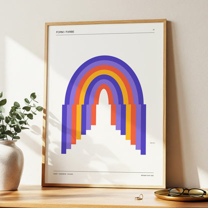 Weimar Rainbow Arches, beige, purple, orange minimalist wall art displayed in a styled interior, gallery view 2