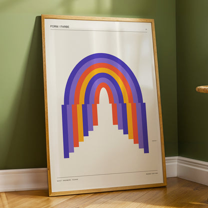 Weimar Rainbow Arches, beige, purple, orange minimalist wall art displayed in a styled interior, gallery view 4