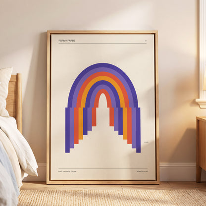 Weimar Rainbow Arches, beige, purple, orange minimalist wall art displayed in a styled interior, gallery view 6
