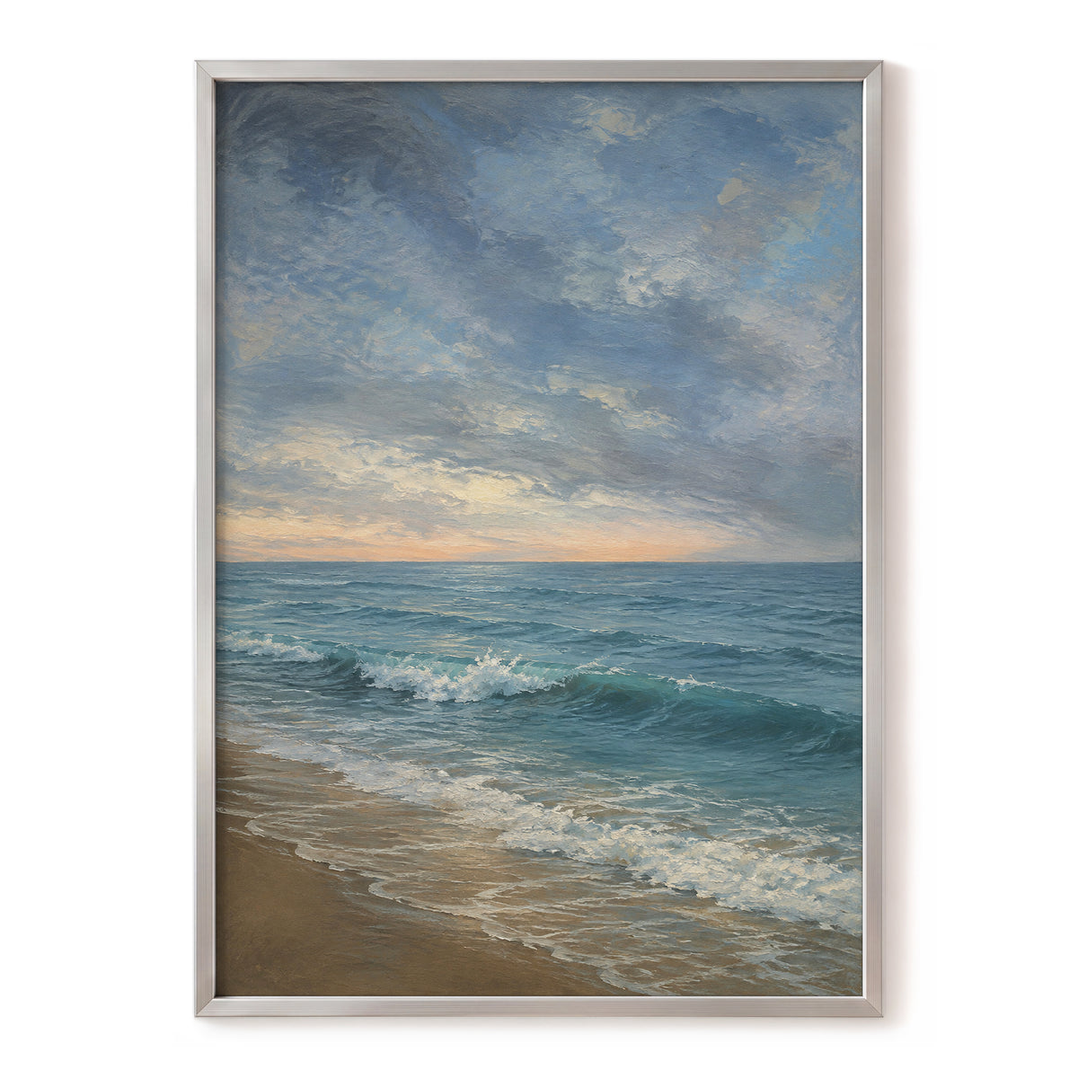 Where the Tide Glows, blue, gray, beige nature wall art, front artwork view