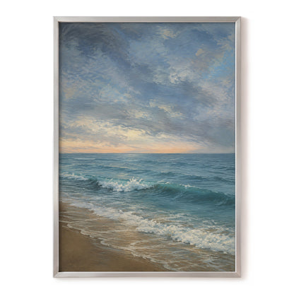 Where the Tide Glows, blue, gray, beige nature wall art, front artwork view