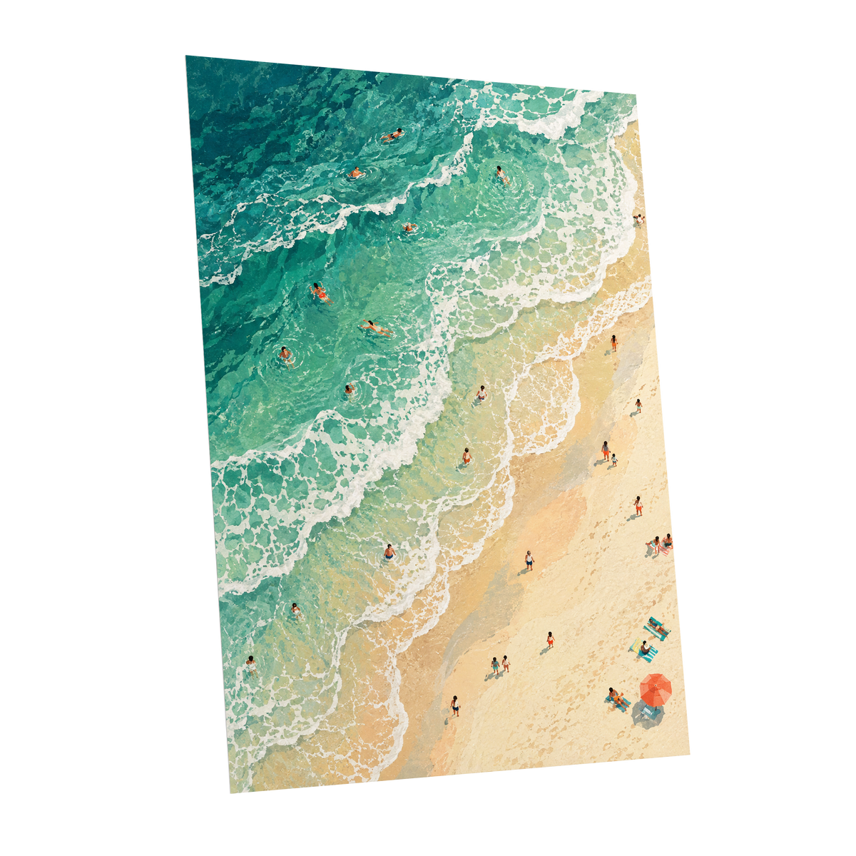 Where the Tide Wanders, blue, green, beige nature wall art shown as a unframed poster wall art print
