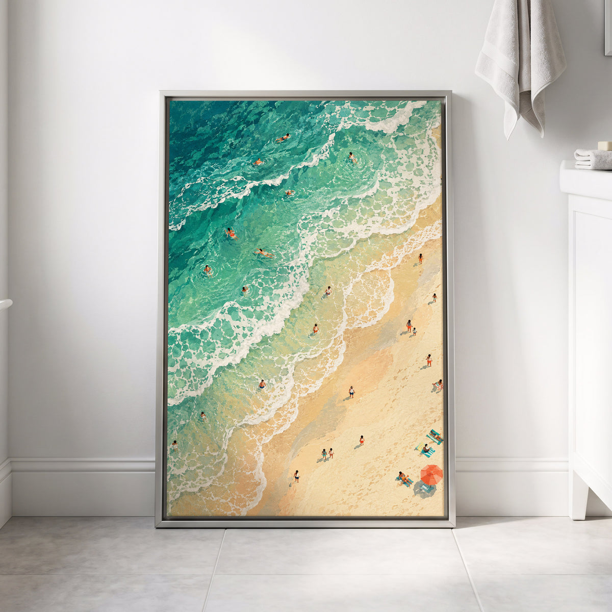 Where the Tide Wanders, blue, green, beige nature wall art displayed in a styled interior, gallery view 4
