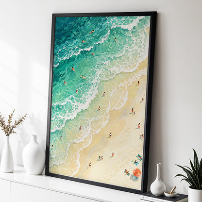 Where the Tide Wanders, blue, green, beige nature wall art displayed in a styled interior, gallery view 6