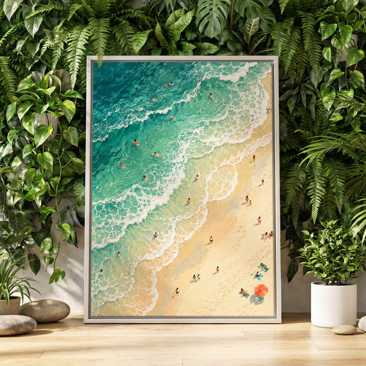 Where the Tide Wanders, blue, green, beige nature wall art displayed in a styled interior, gallery view 8