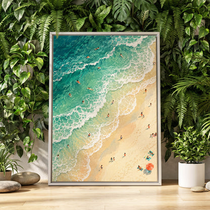Where the Tide Wanders, blue, green, beige nature wall art displayed in a styled interior, gallery view 8