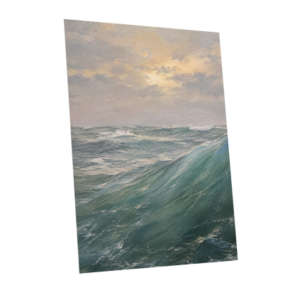 Where Waves Gather, blue, green, gray nature wall art shown as a unframed poster wall art print