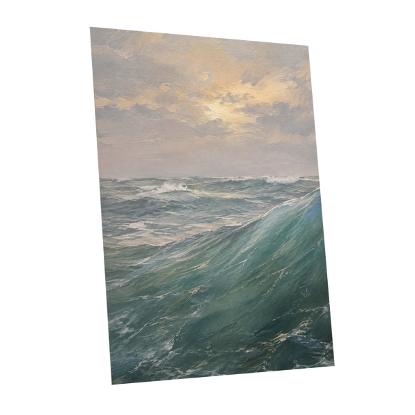 Where Waves Gather, blue, green, gray nature wall art shown as a unframed poster wall art print