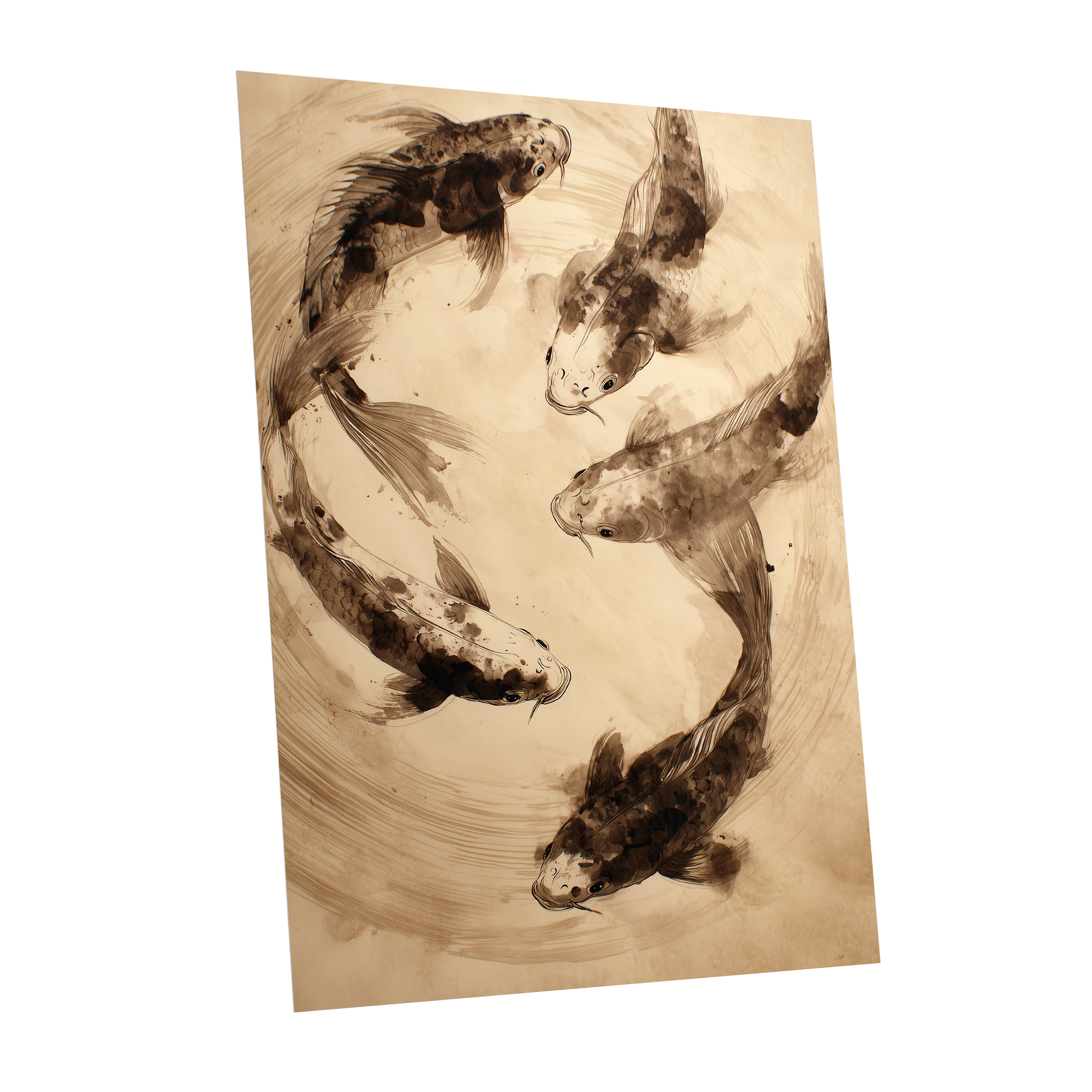 Whirling Sable Shoal, beige, brown, black nature wall art shown as a unframed poster wall art print