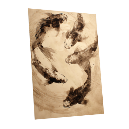 Whirling Sable Shoal, beige, brown, black nature wall art shown as a unframed poster wall art print