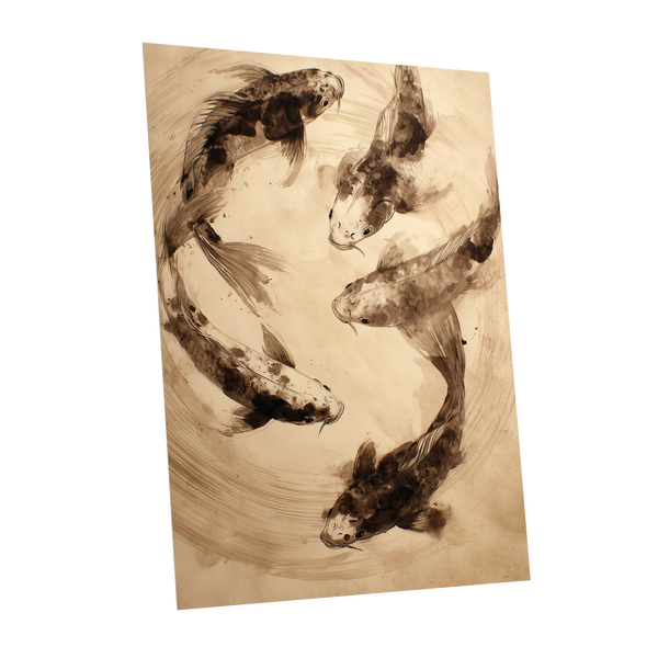 Whirling Sable Shoal, beige, brown, black nature wall art shown as a unframed poster wall art print