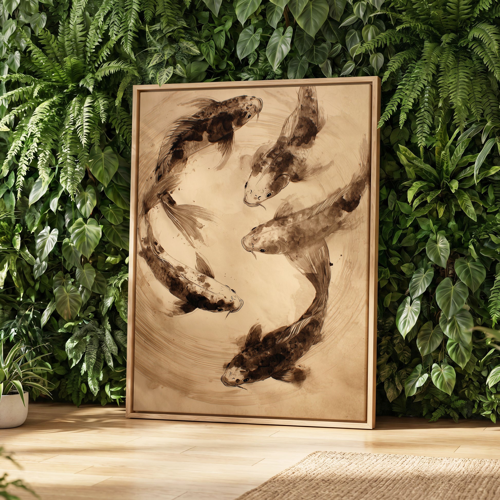 Whirling Sable Shoal, beige, brown, black nature wall art displayed in a styled interior, gallery view 8