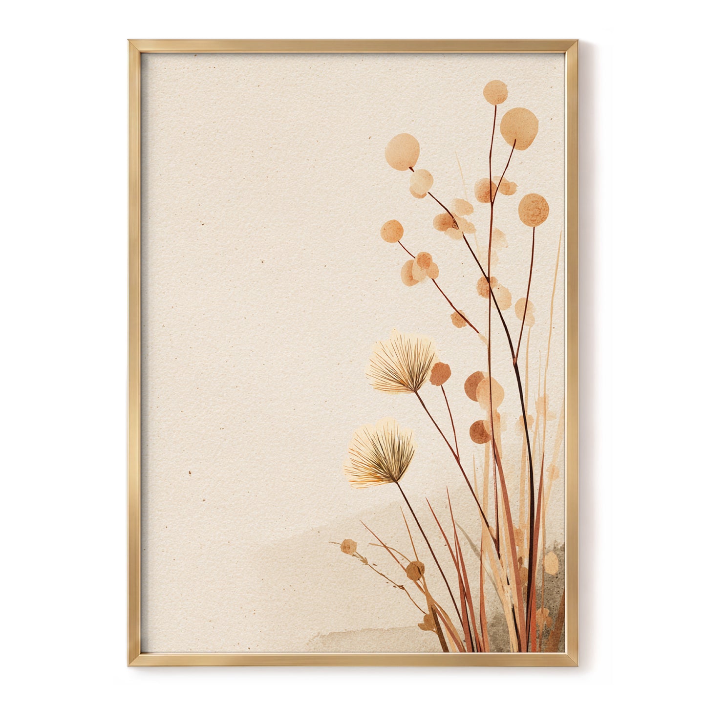 Whispers in the Reeds, beige, brown, orange nature wall art, front artwork view