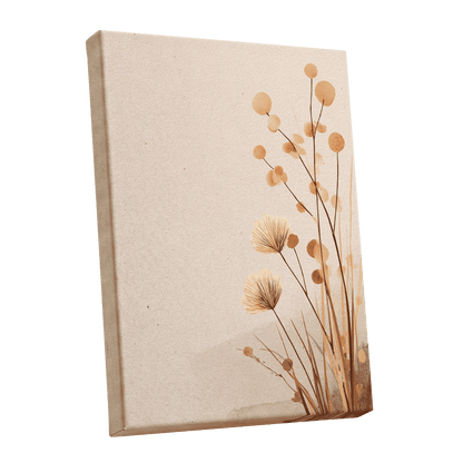Whispers in the Reeds, beige, brown, orange nature wall art shown as a stretched canvas wall art