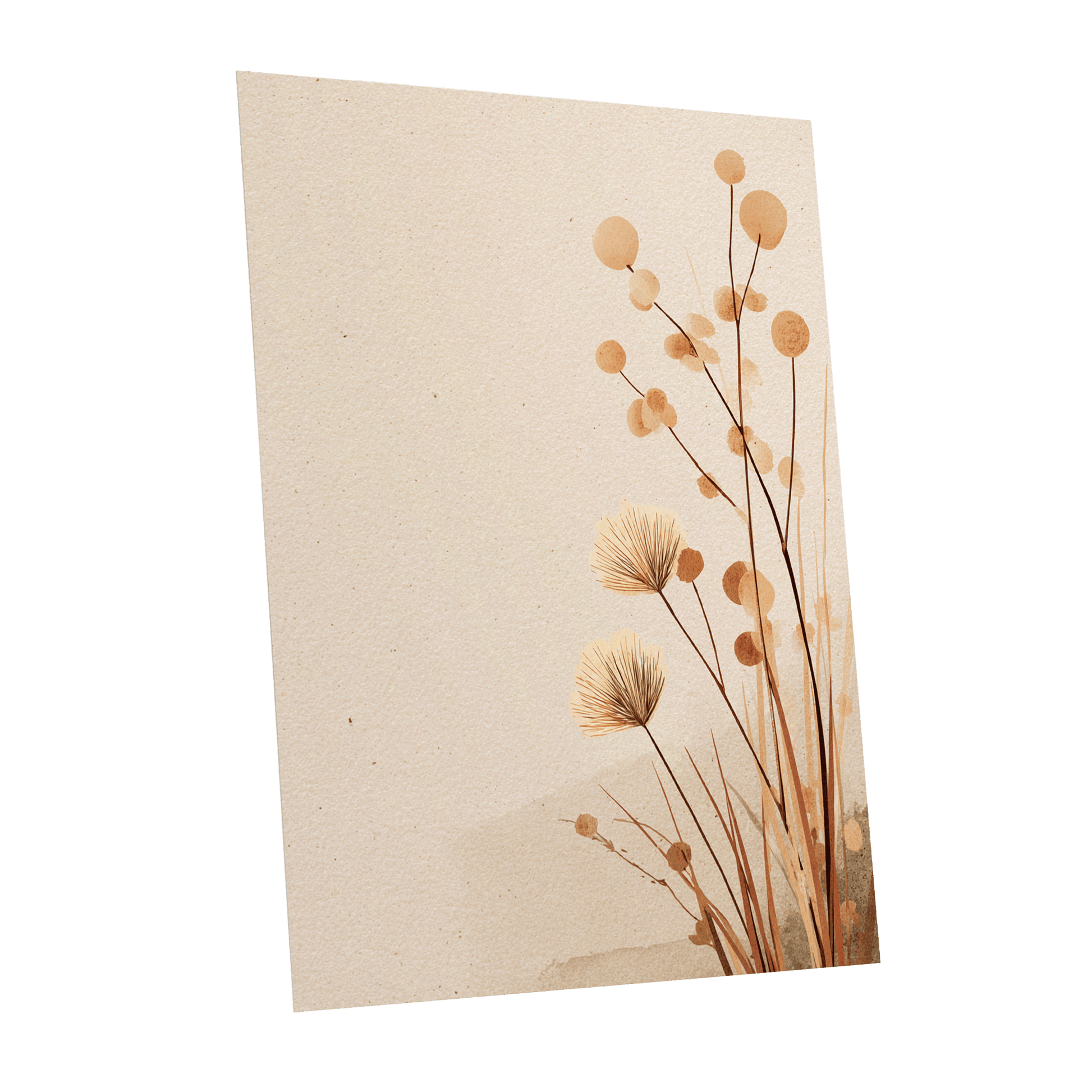 Whispers in the Reeds, beige, brown, orange nature wall art shown as a unframed poster wall art print