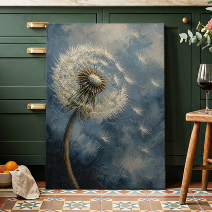 Whispers on the Wind, blue, white, brown floral wall art on canvas displayed in a styled interior, gallery view 2