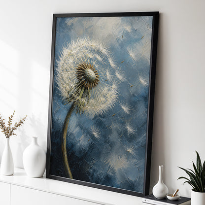 Whispers on the Wind, blue, white, brown nature wall art displayed in a styled interior, gallery view 3