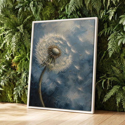 Whispers on the Wind, blue, white, brown floral wall art displayed in a styled interior, gallery view 3