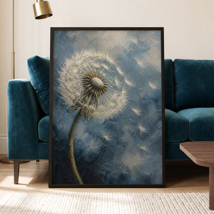 Whispers on the Wind, blue, white, brown floral wall art displayed in a styled interior, gallery view 6