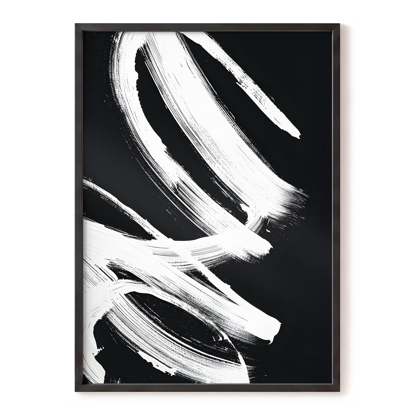 White Current, black, white abstract wall art, front artwork view