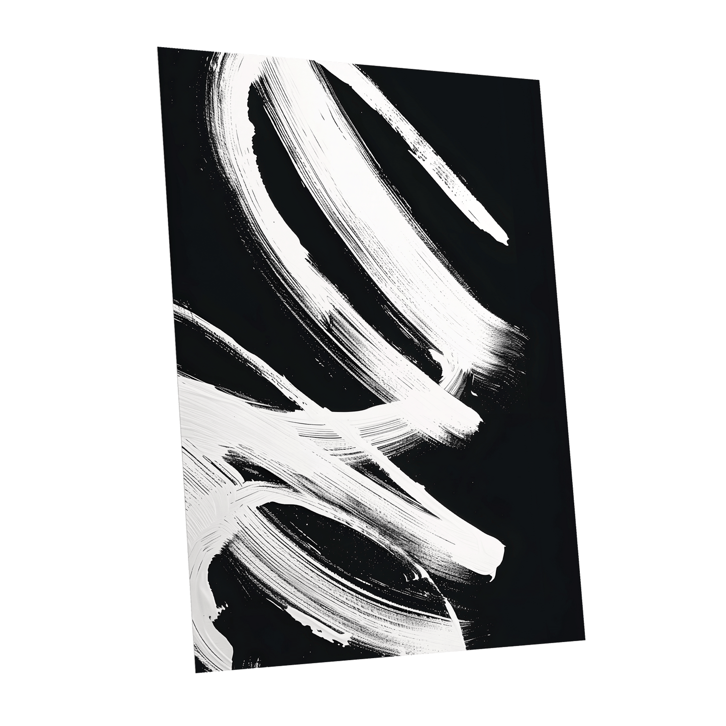 White Current, black, white abstract wall art shown as a unframed poster wall art print