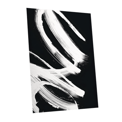 White Current, black, white abstract wall art shown as a unframed poster wall art print