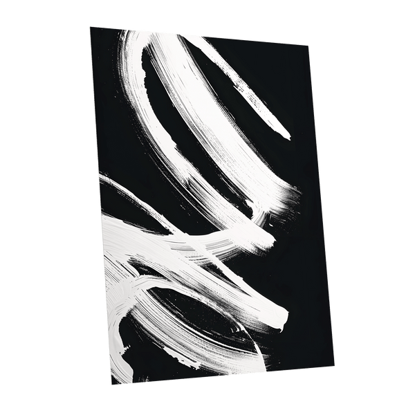 White Current, black, white abstract wall art shown as a unframed poster wall art print