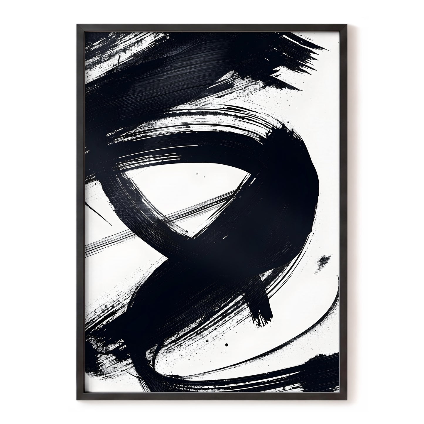 White Space, Black Rush, black, white abstract wall art, front artwork view