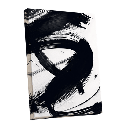 White Space, Black Rush, black, white abstract wall art shown as a stretched canvas wall art