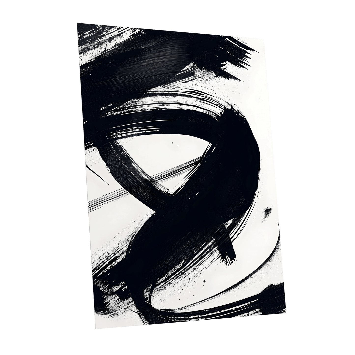 White Space, Black Rush, black, white abstract wall art shown as a unframed poster wall art print