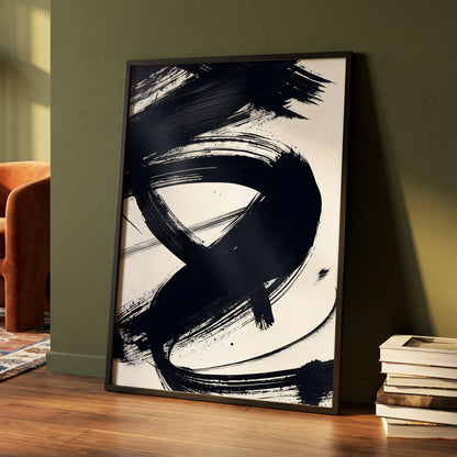 White Space, Black Rush, black, white abstract wall art displayed in a styled interior, gallery view 4