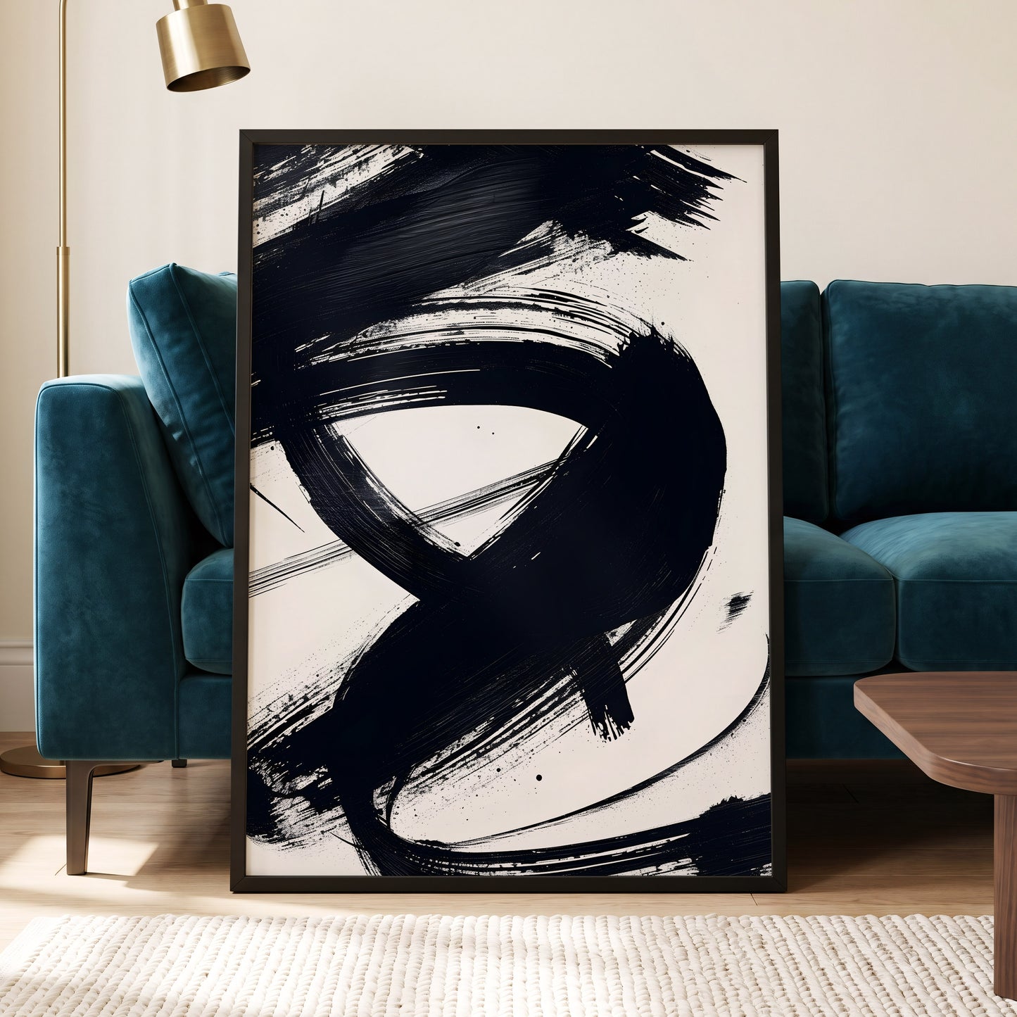White Space, Black Rush, black, white abstract wall art displayed in a styled interior, gallery view 6