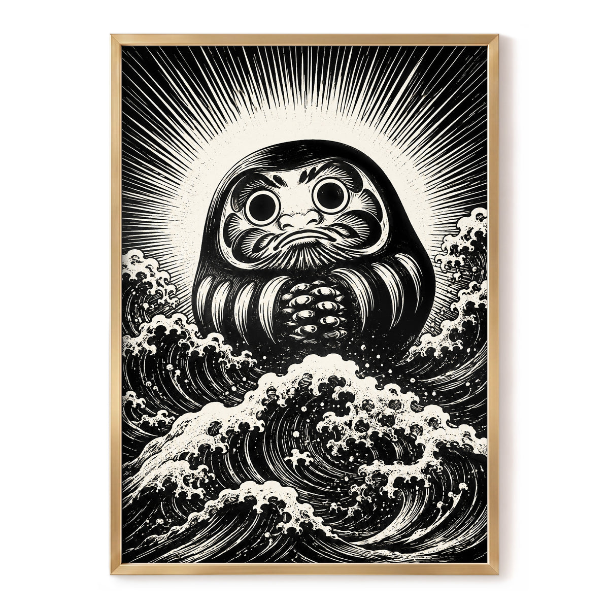 Wide-Eyed Tide, black, beige, white abstract wall art, front artwork view