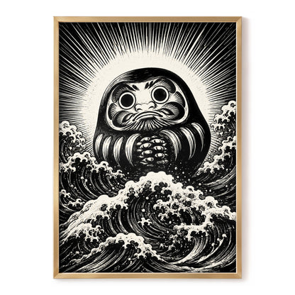 Wide-Eyed Tide, black, beige, white abstract wall art, front artwork view