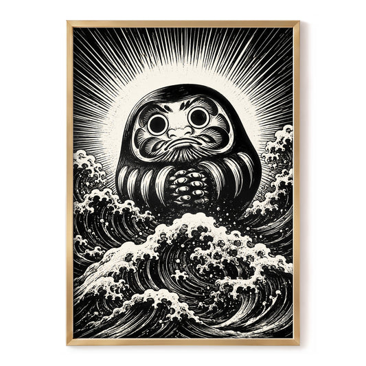 Wide-Eyed Tide, black, beige, white abstract wall art, front artwork view