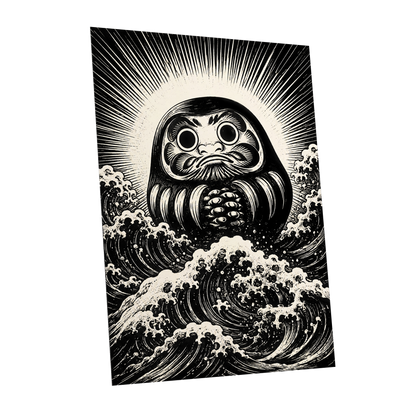 Wide-Eyed Tide, black, beige, white abstract wall art shown as a unframed poster wall art print