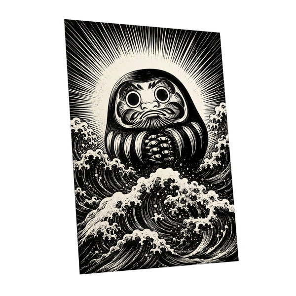 Wide-Eyed Tide, black, beige, white abstract wall art shown as a unframed poster wall art print