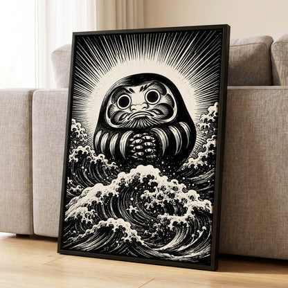 Wide-Eyed Tide, black, beige, white abstract wall art displayed in a styled interior, gallery view 4