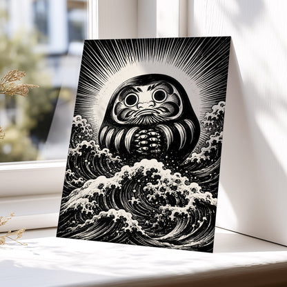 Wide-Eyed Tide, black, beige, white abstract wall art displayed in a styled interior, gallery view 5