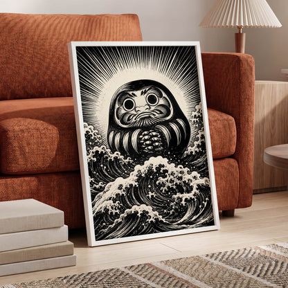 Wide-Eyed Tide, black, beige, white abstract wall art displayed in a styled interior, gallery view 6