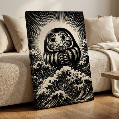 Wide-Eyed Tide, black, beige, white abstract wall art displayed in a styled interior, gallery view 7